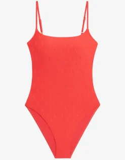 Logo Jacquard Kennedy Swimsuit - Bright Hibiscus