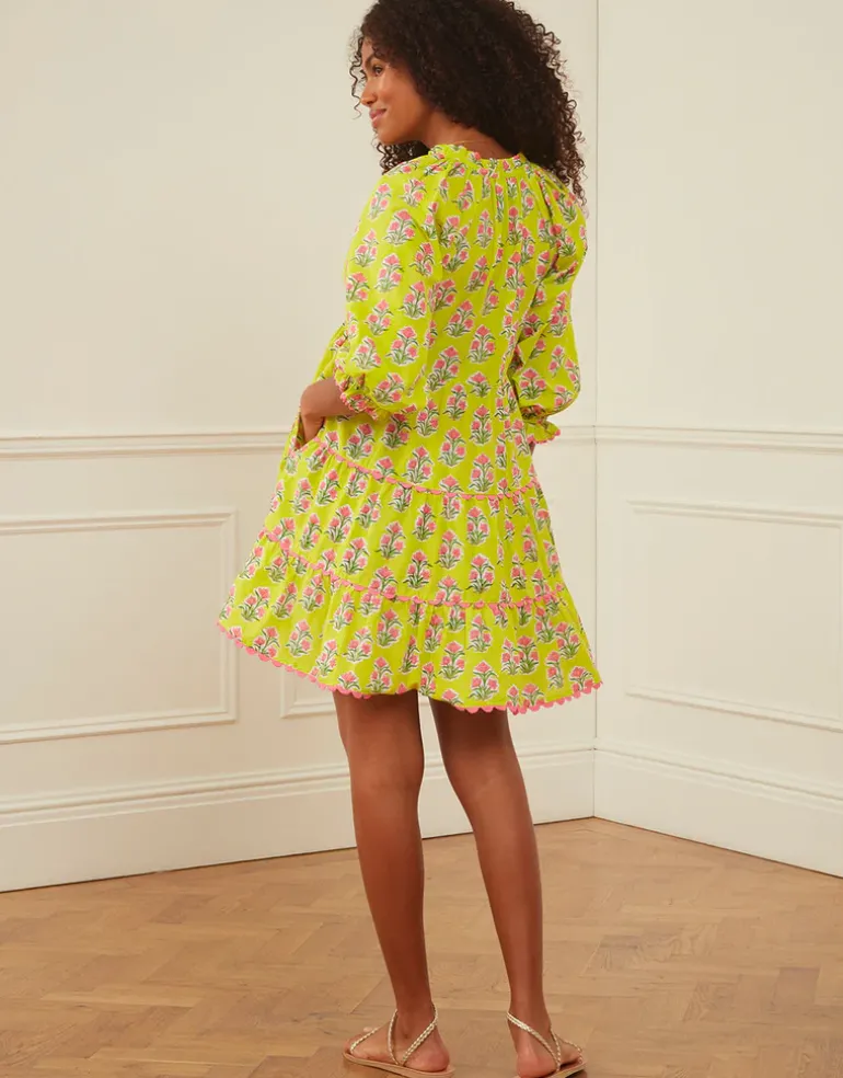 Luna Mini Dress - Lime Tulip