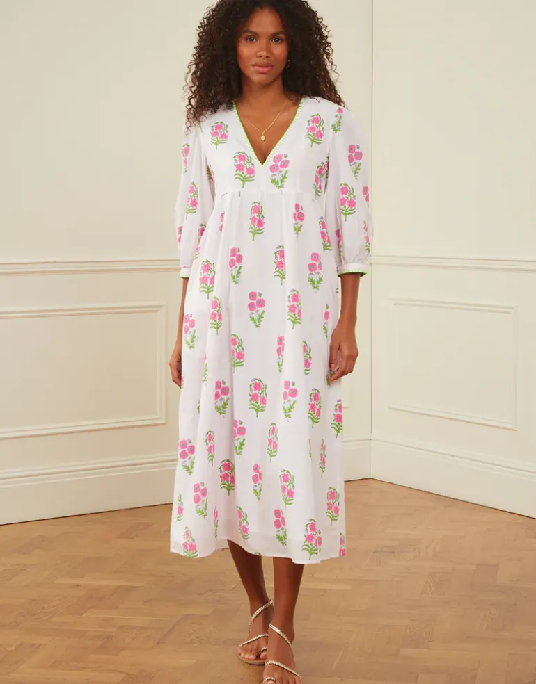 Lydia Dress - Neon Agapanthus