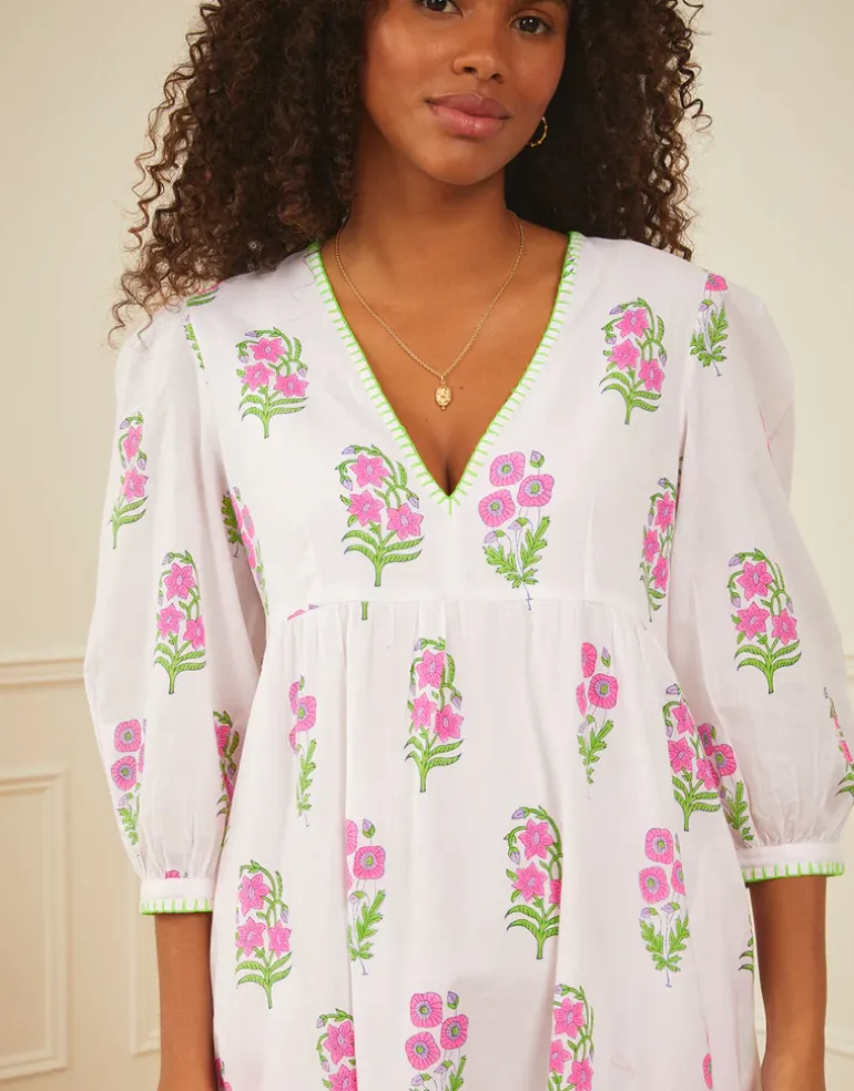Lydia Dress - Neon Agapanthus