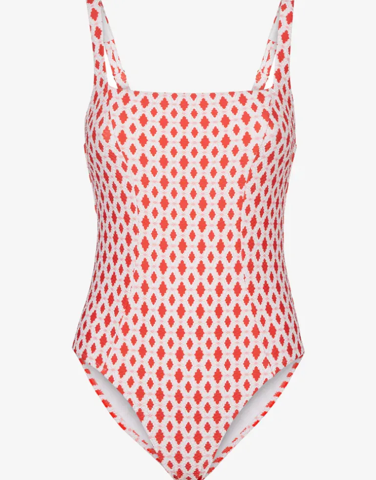 Marrakesh Tie Back One Piece Swimsuit - Red/White