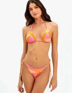 Martinica Tie Side Bikini Pant - Orange and Pink