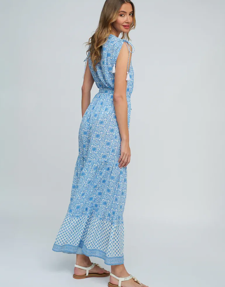 Maya Maxi Dress - Blue and White
