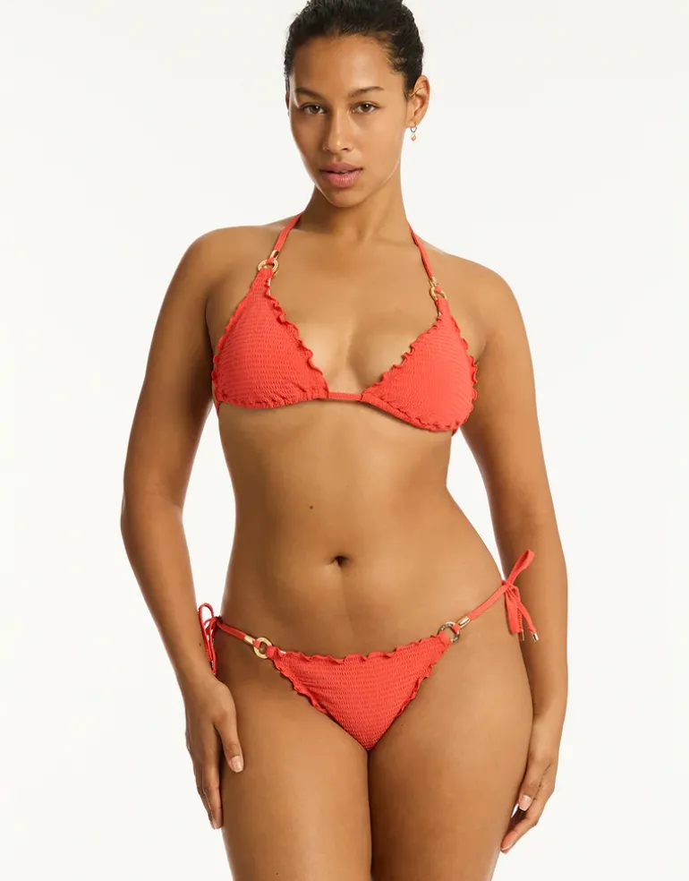 Messina Halter Slide Tri Bikini Top - Flame