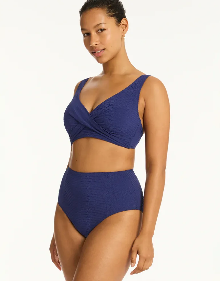 Messina Panelled High Waist Bikini Pant - French Navy