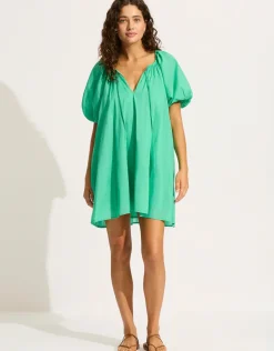 Mini Babydoll Beach Dress - Jade Green