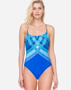 Mystic Gem Round Neck Swimsuit - Multi Blue