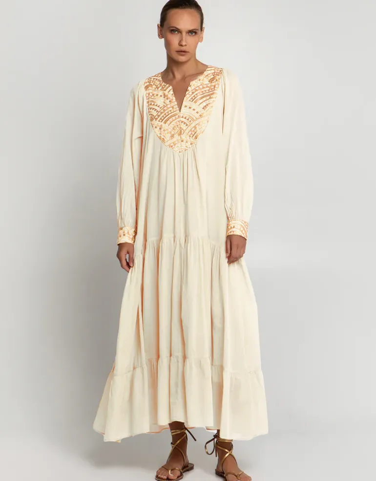 New Triangle Maxi Dress - Natural and Gold