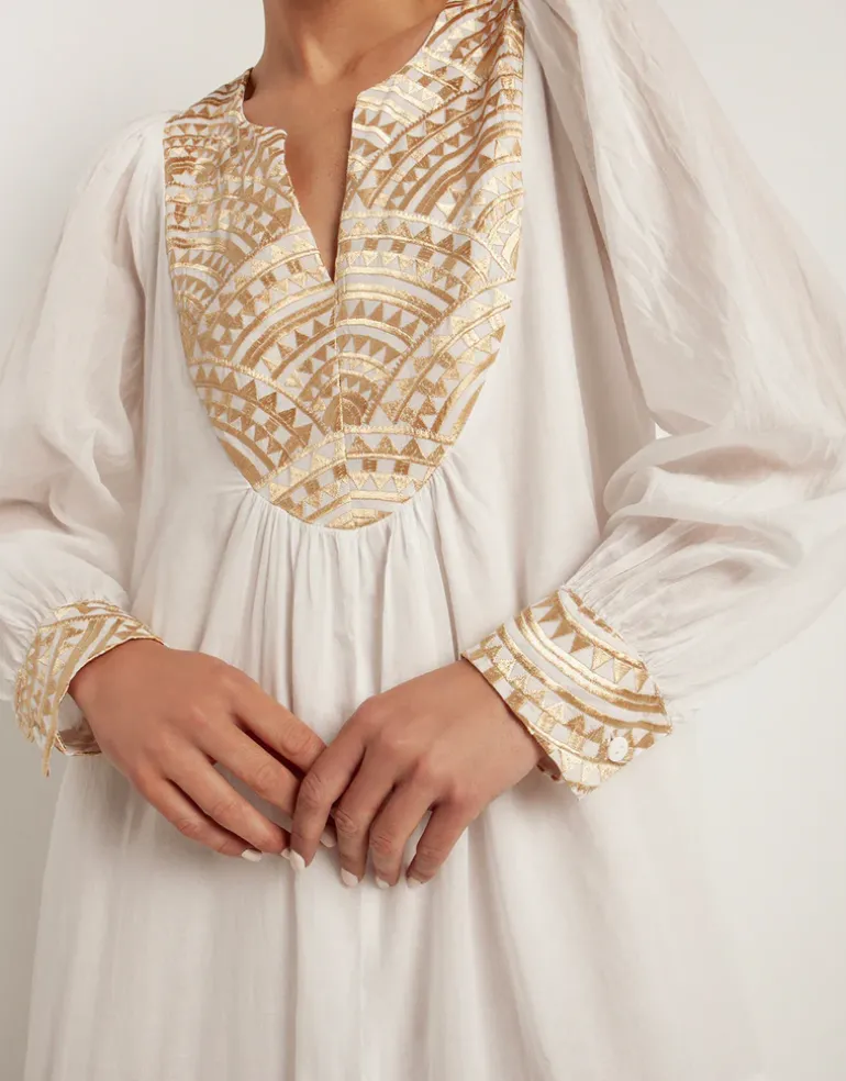 New Triangle Maxi Dress - White and Gold