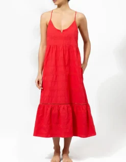 Numana Scoop Neck Dress - Red