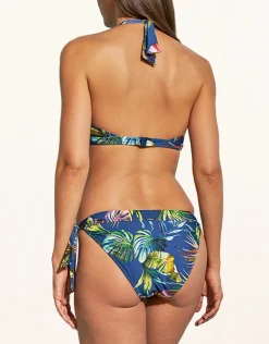 Plunge Moulded Halter Bikini Top - Indigo Rainbow
