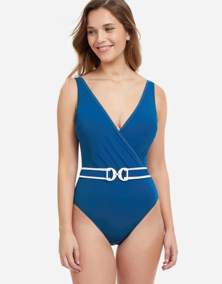 Profile California Girl Belted Wrap Swimsuit - Petrol Blue