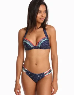 Riviera Gathered Side Bikini Bottom - Ink/White