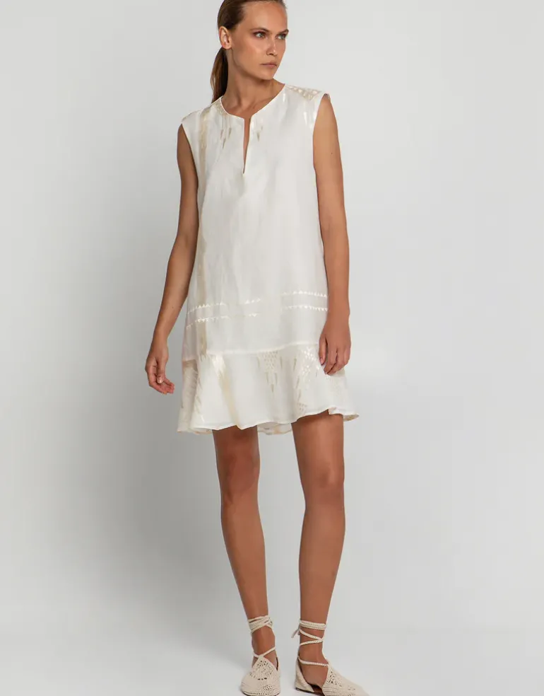 Roots Mini Dress - Natural and Champagne
