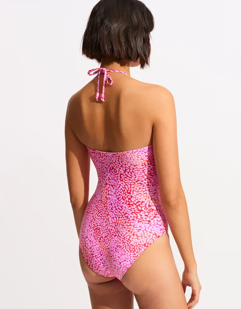 Sea Skin Bandeau Swimsuit - Fuchsia Rose