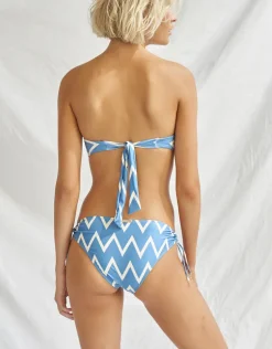 Seaside Vacay Bandeau Bikini Top - Blue/ White Zig Zag
