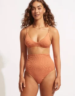 Second Wave Fixed Tri Bikini Top - Copper Tan