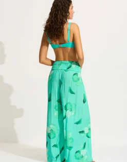 Secret Garden Shirred Wrap Beach Trouser - Jade