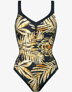 Seductive Leaves Moulded Swimsuit - Black Ivory
