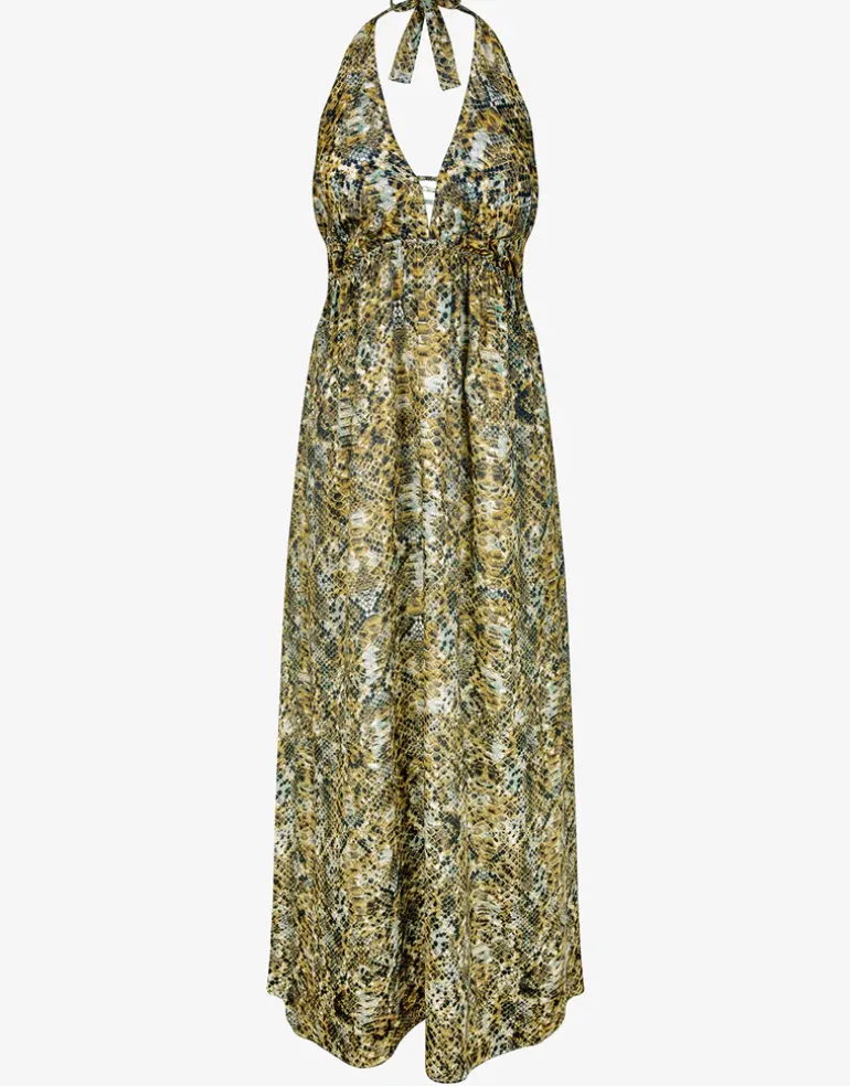 Serpent Maxi Halter Dress - Python