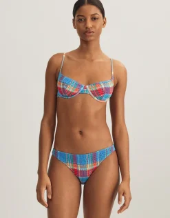 Smocked Madras Devin Hipster Bikini Pant - Multi
