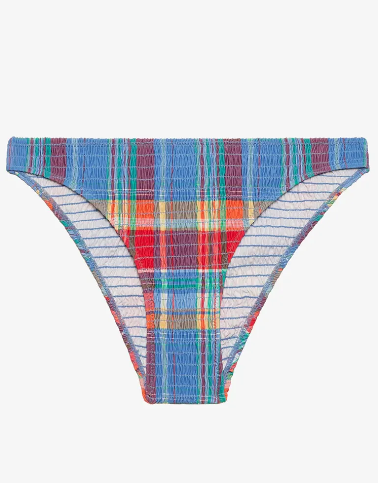Smocked Madras Devin Hipster Bikini Pant - Multi