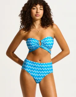 Soundwave U Wire Bandeau Bikini Top - Turquoise