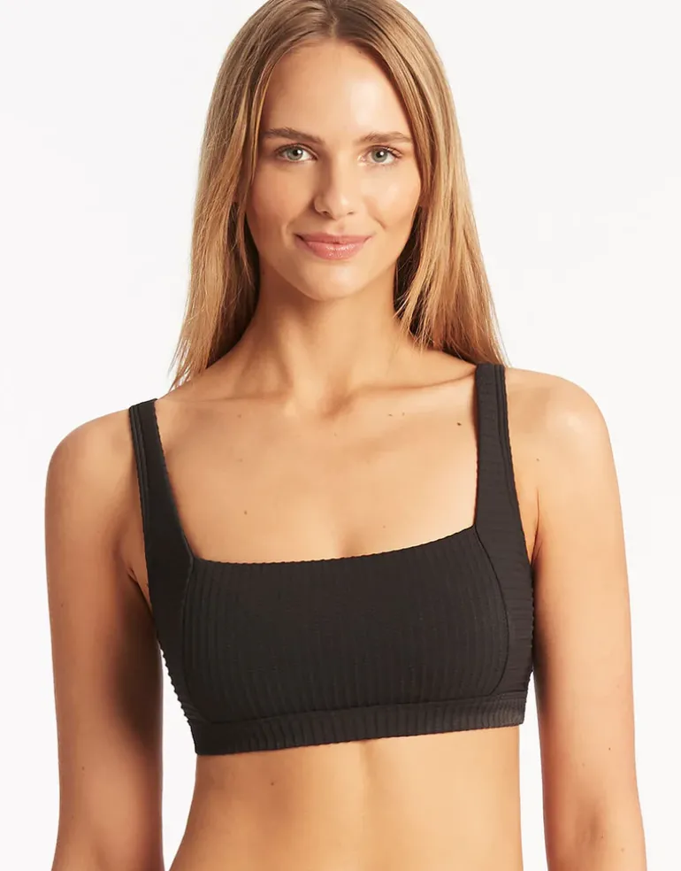 Spinnaker Square Neck Bikini Top - Black