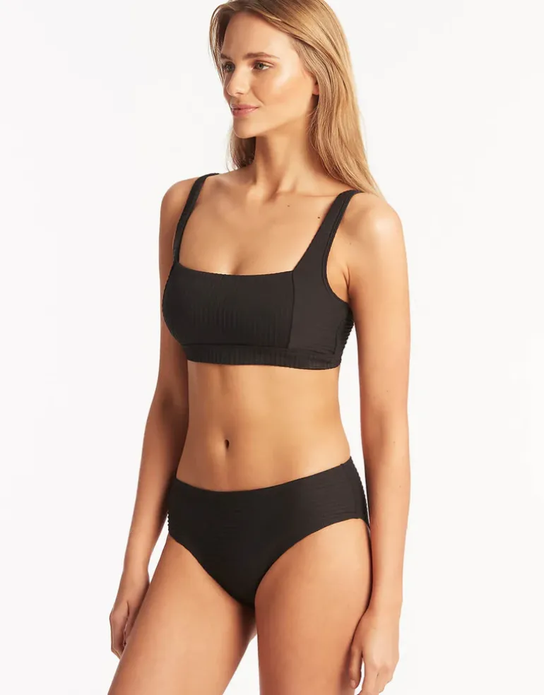 Spinnaker Square Neck Bikini Top - Black