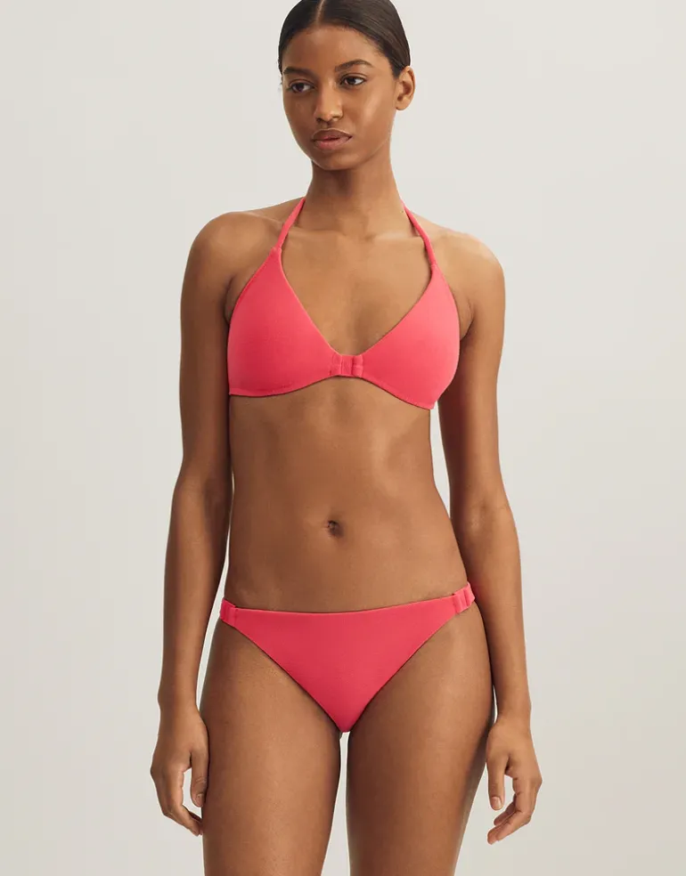 Terry Logo Trim Devin Hipster Bikini Pant - Coral