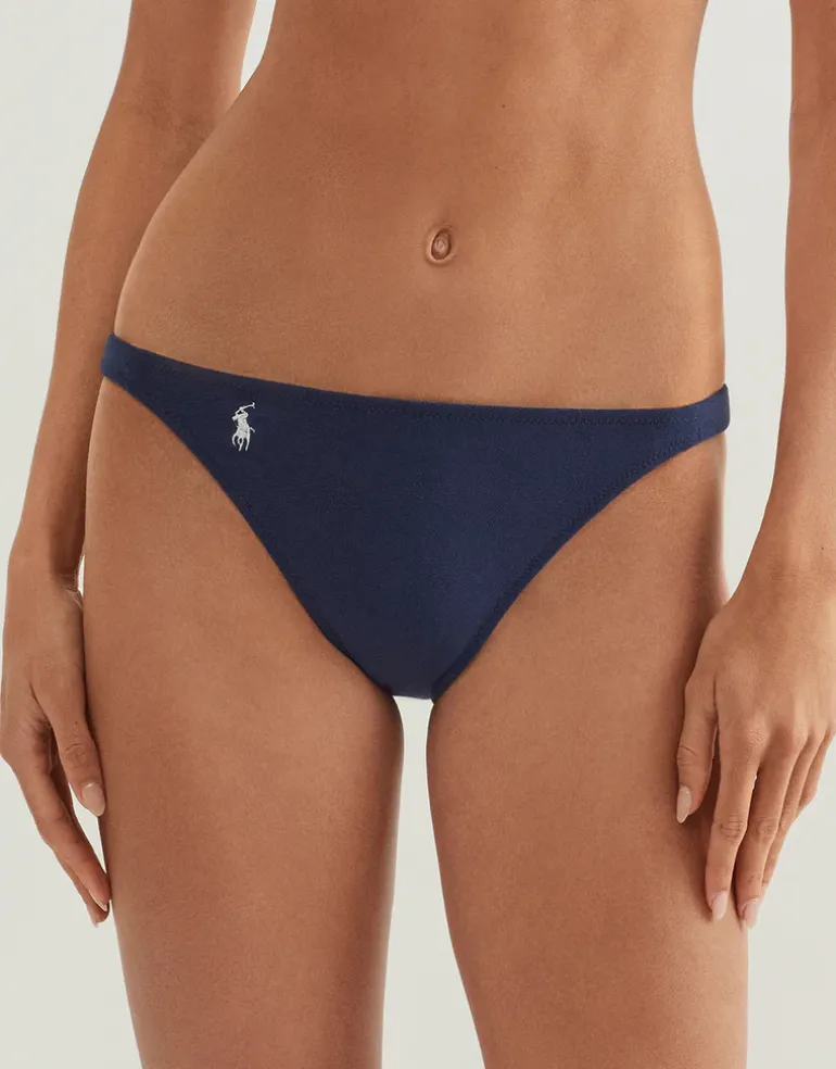 Terry Side Tab Devin Hipster Bikini Pant - Navy Blue