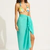 Textured Cotton Beach Wrap - Aquatic Blue