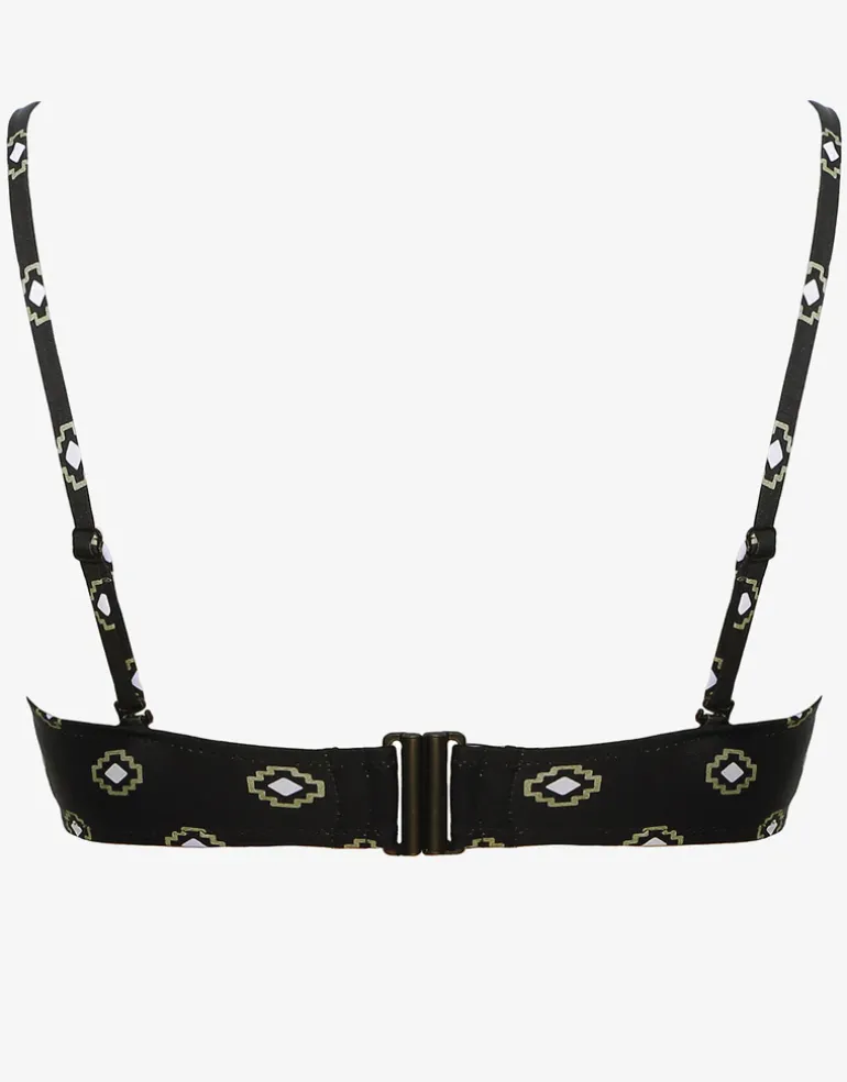 Tiles Craft Bralette Bikini Top - Black Neutrals