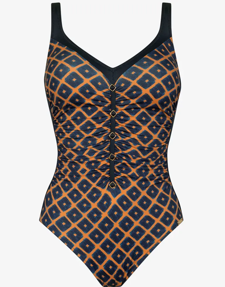 Tobacco Fields Detail Front Swimsuit - Tabac Black