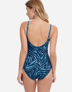 Wild Life Thin Strap Wrap Swimsuit - Blue