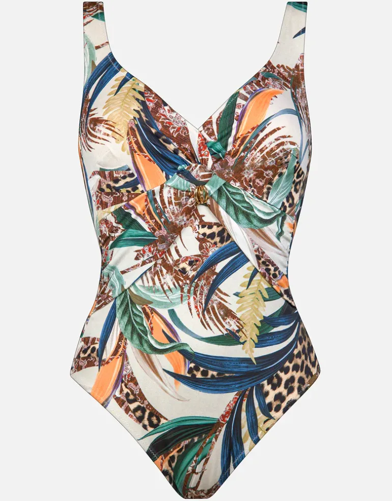 Wild Swing Underwired Twist Front Swimsuit - Botanical Leo